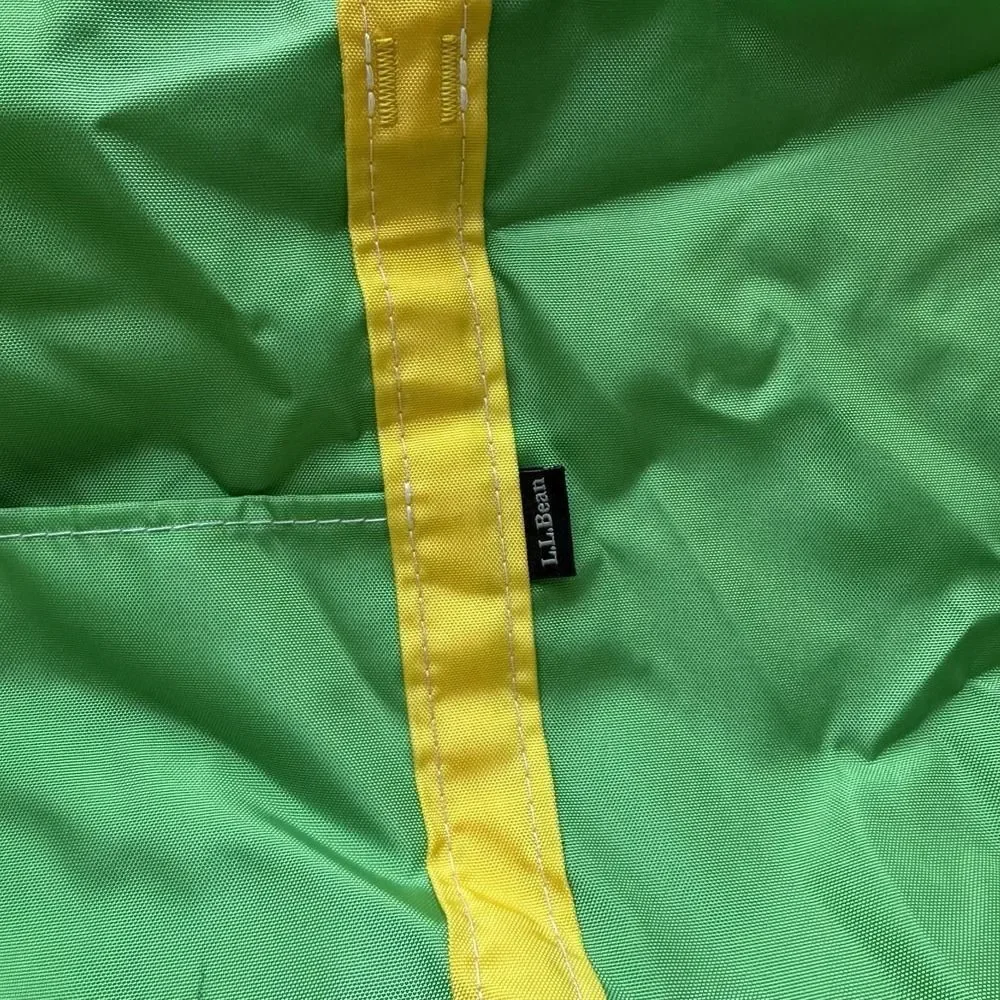 Vintage LL Bean Boat And Tote Bag Large Green Yellow Nylon 80s 90s Oregon Rare